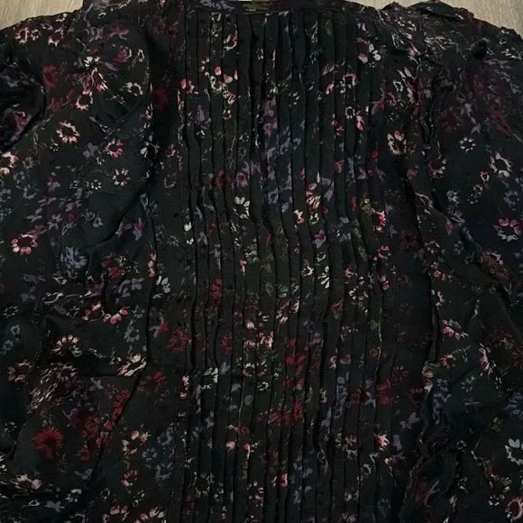 Flaw - New Reiss Long Sleeve Pintuck Floral Ruffle Mini Dress Size 12 NWT - Picture 9 of 13